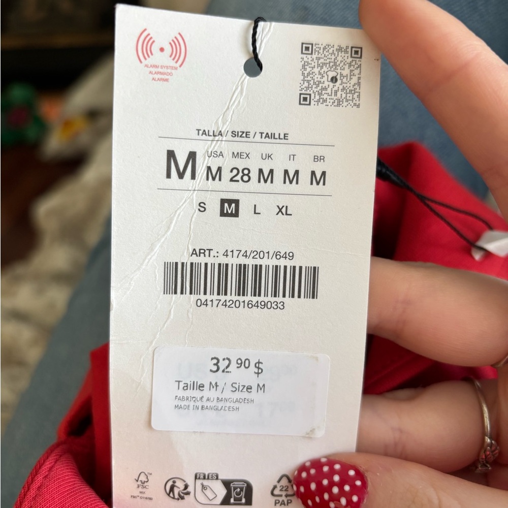 NWT Zara Red Peplum Blouse - Picture 9 of 9